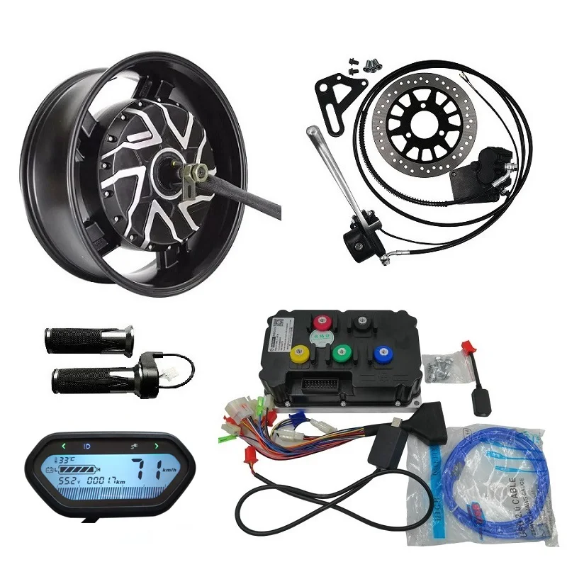 

QSMOTOR 12KW 6.0x17inch Electric Motorcycle Hub Motor Kits with Fardriver Controller ND961200