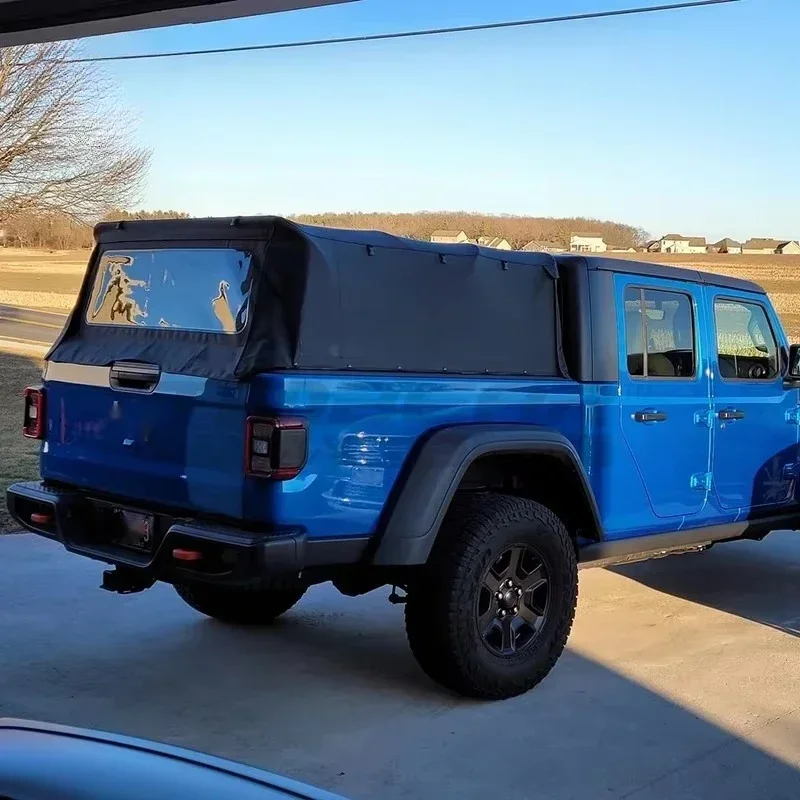 Topper Cover Hardtop Canopy For Jeep Gladiator 2021 Offroad 4X4 Foldable Bed Cover Oxford-Fabric Soft Top Waterproofing Pickup