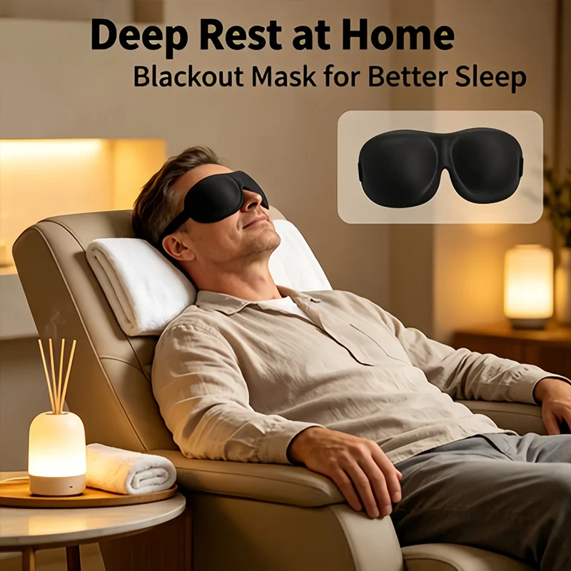 1-2pc Unisex Sleep Mask, 3D Light Blocking Eye Mask, Comfortable Polyester, Ideal for Supine and Side Sleepers Eyepatch