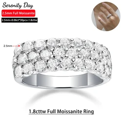 Serenity 1.8ct D Color 3 Row Moissanite Rings For Women Anniversary Gift S925 Silver Sparkling Couples Rings Plated Fine Jewelry