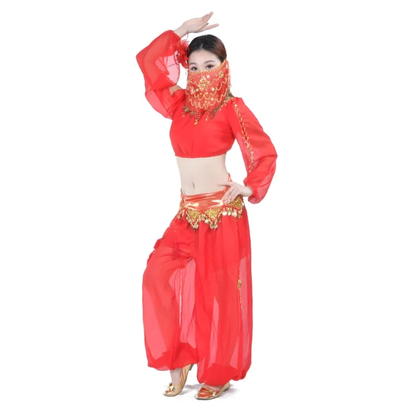 Lantern Long Sleeved Round Lantern Pants Belly Dance Set Practice Festival Activity Indian Dance Watching Performance Costume