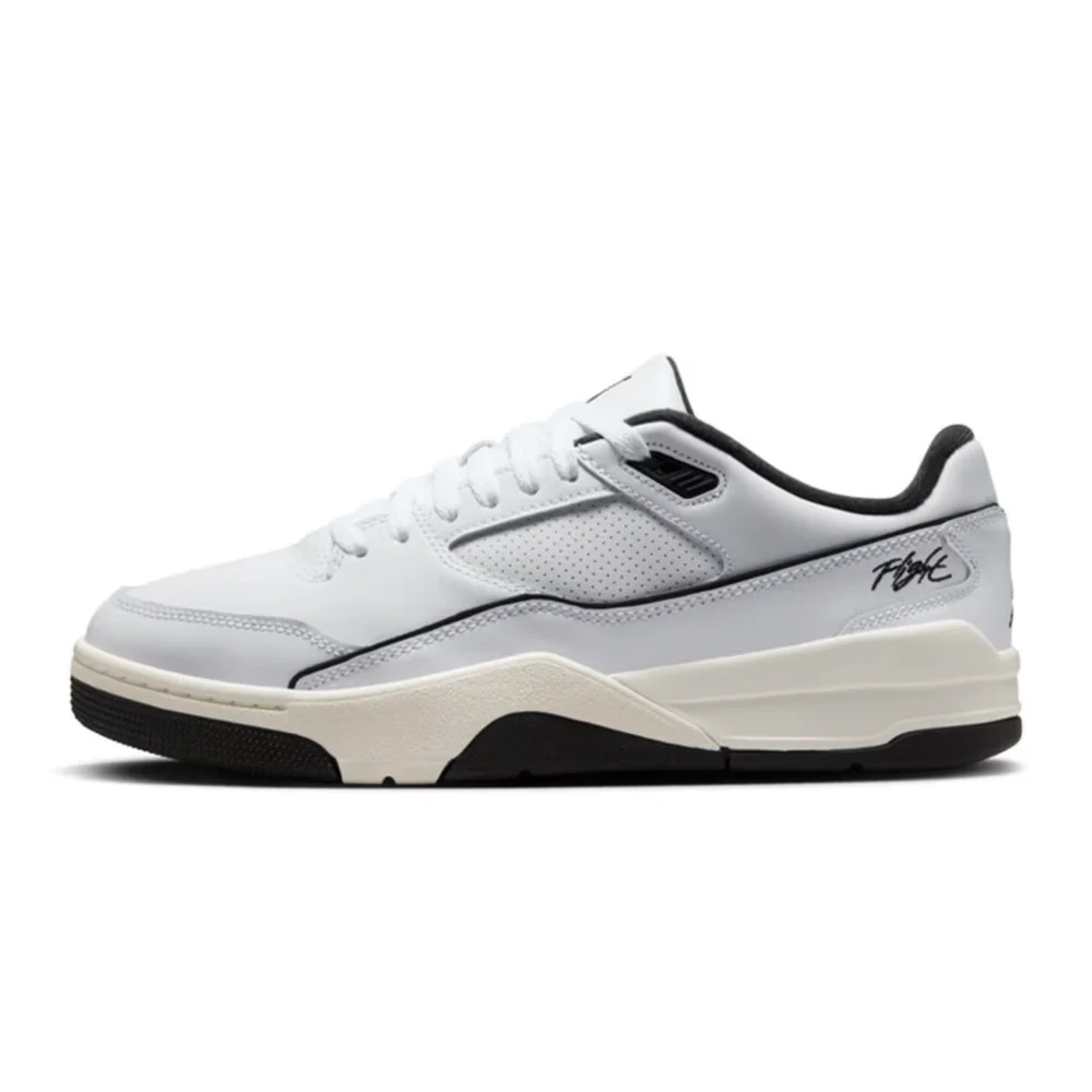 Nike Jordan FLIGHT COURT comfortable non-slip low top retro basketball shoes for men and women white black  HF3255-100