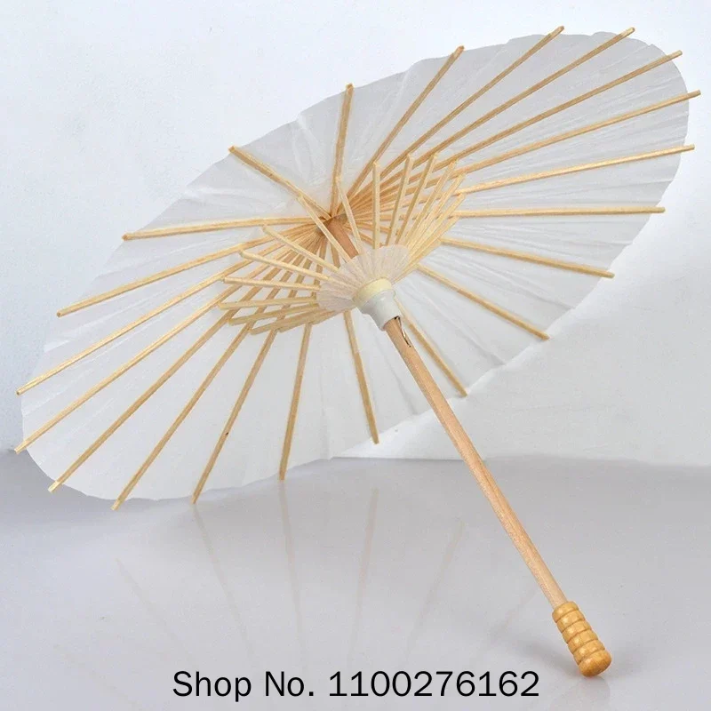 30pcs/lot Chinese Craft Paper Umbrella for Wedding Photograph Accessory Party Decor White Paper Long-handle Parasol