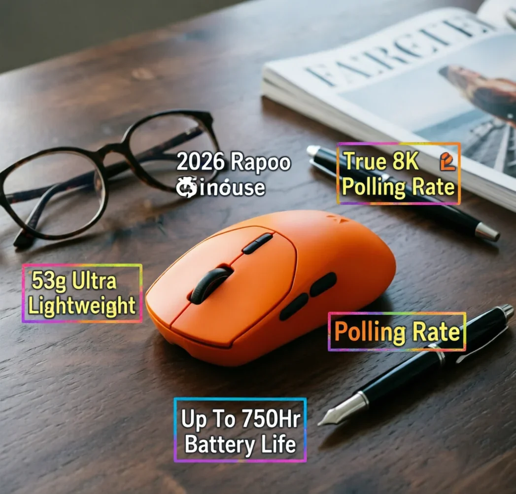 2026 Rapoo VT1 MAX GEN 2 Wireless Gaming Mouse True 8K Polling Rate 53g Ultra Lightweight Up To 750Hr Battery Life
