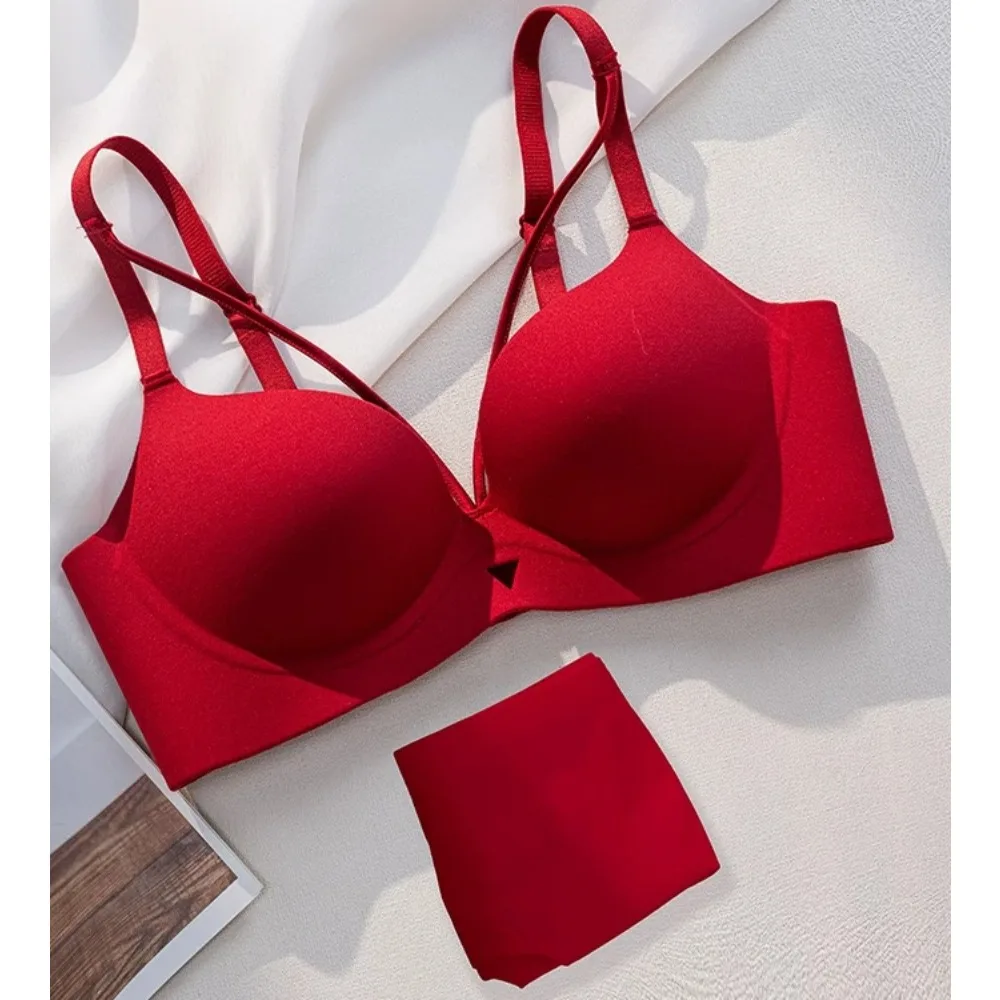 Women Leopard Print Tie Strap Padded Bra, Push Up for Small Bust, Seamless Anti Sag, Side Support Gather Underwear, Size 32-38