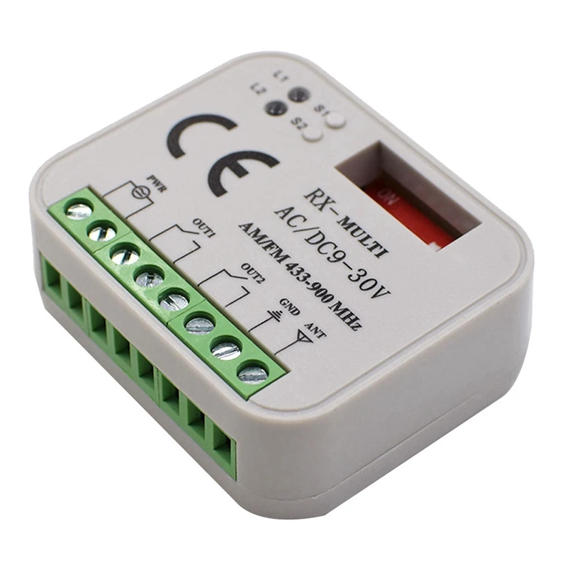 

Hot Sale2x Garage Door Remote Control Receiver 2Channel Controller Switch For 433 Mhz Transmitter RX Multi Frequency 433-900MHZ