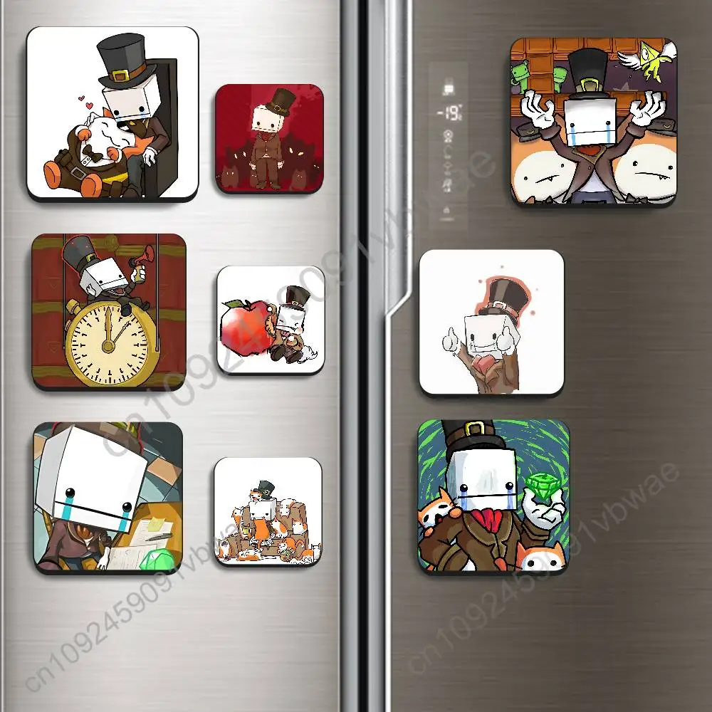 

funny game Hatty BattleBlock Theater Black Square Plastic Fridge Magnet, for Magnetic, No Trace Left, Durable, Smooth Textured