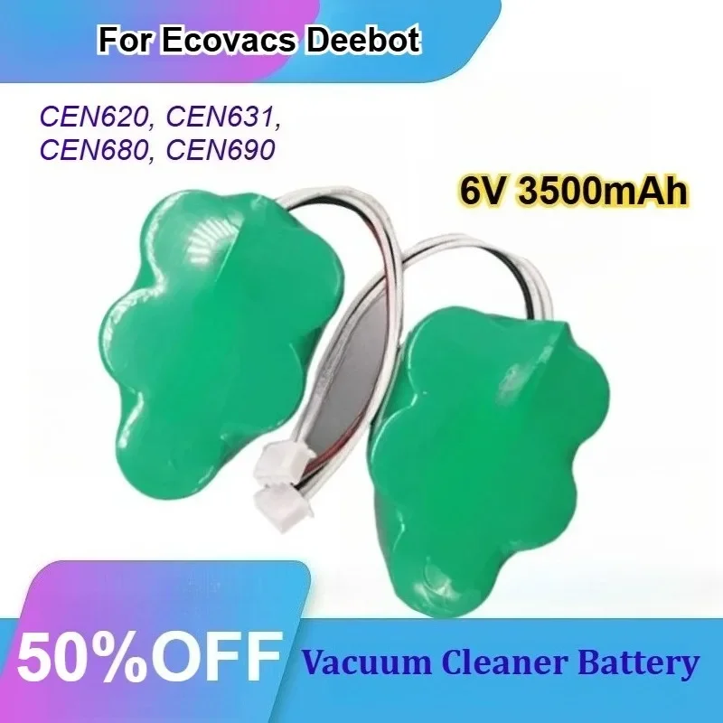 for Ecovacs Deebot CEN620, CEN631, CEN680, CEN690 Vacuum Cleaner Robot Battery 6V 3500mAh