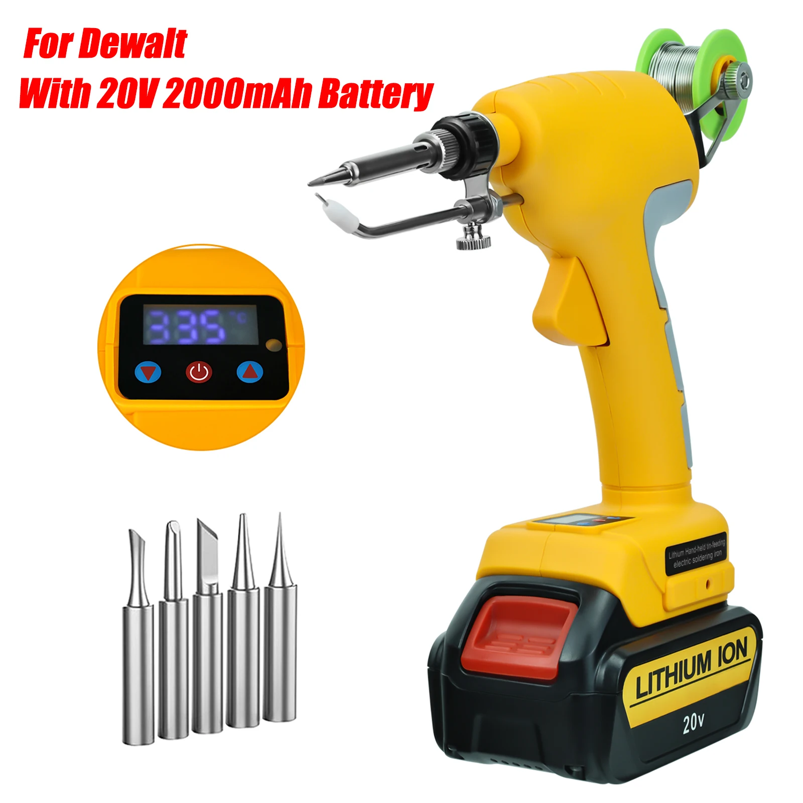 

75W Electric Solder Gun Cordless Soldering Iron Kit with 20V 2000mAh Battery Fast Welding Tools for Dewalt Li-ion Battery