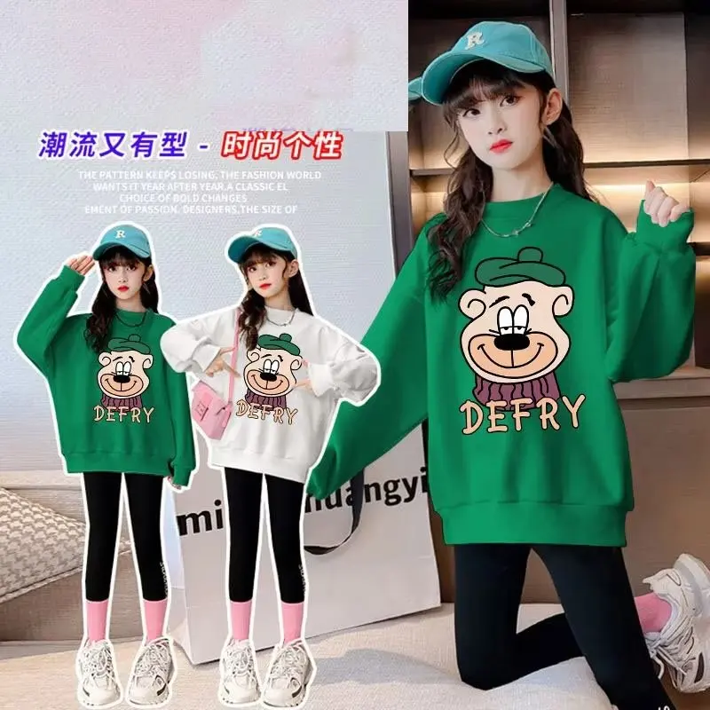 Kids Clothes Girls Spring & Autumn Fashion Casual Sweatshirts New Kids Clothes Interest Cartoon Print O-Neck Pullover Children's