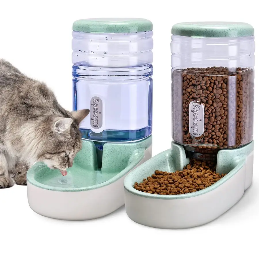 

Automatic Dog Cat Feeder and Water Dispenser Gravity Food Feeder and Waterer Set with Pet Food Bowl for Small Medium Dog Puppy