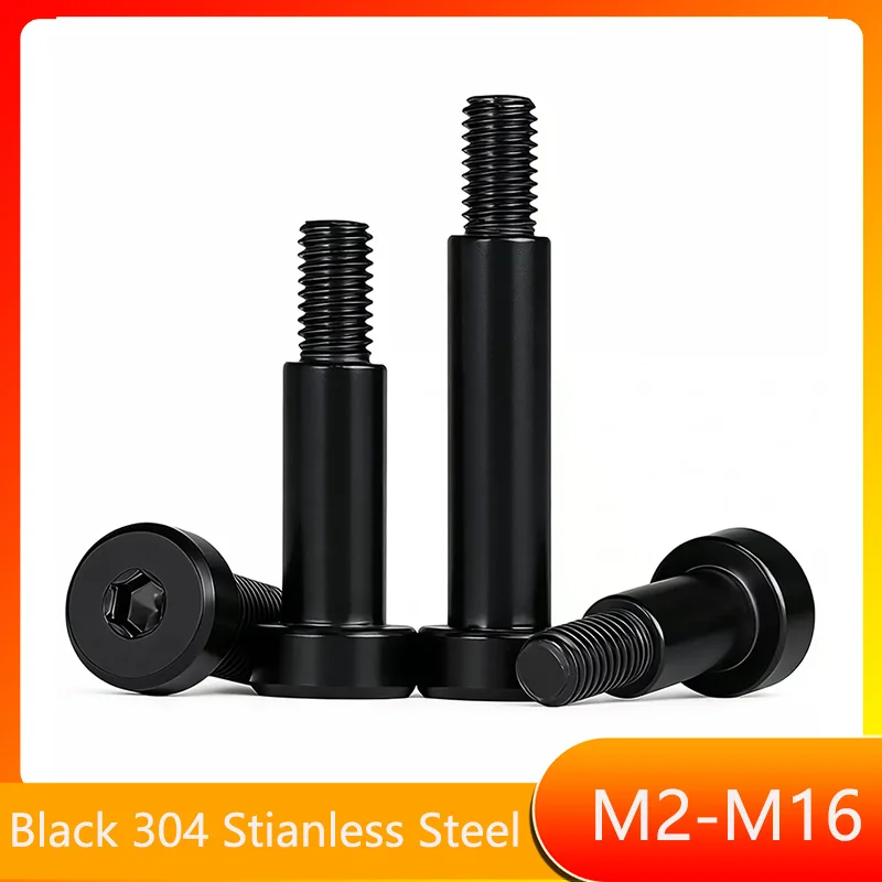 M2 M2.5 M3 M4 M5~M12 Black 304 Stainless Steel Hex Hexagon Socket Cap Head Roller Bearing Shoulder Screw Stuff Screw Allen Bolt