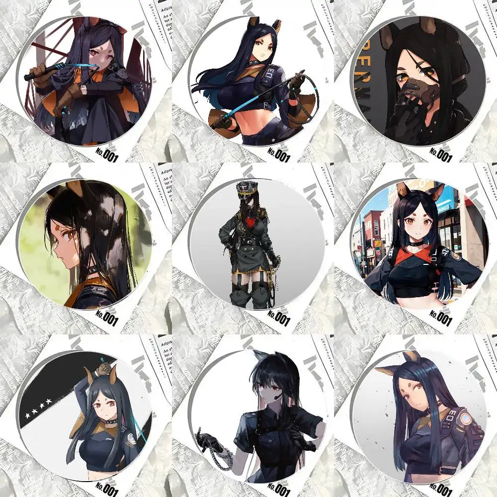 Doberman Arknights Game Cartoon Style Badge Brooches On Backpack Decoration Round Enamel Pins For Accessorys