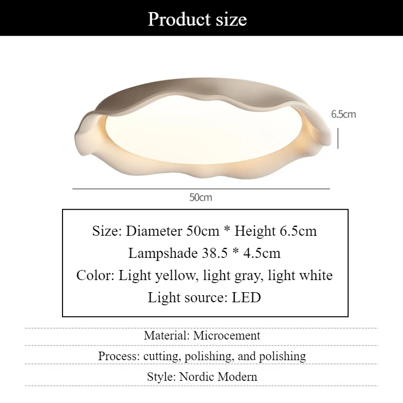 SANDYHA Modern Bedroom Ceiling Light with Circular Ring Design Cement Lighting Fixtures LED Lamp Living Room Decoration Lighting