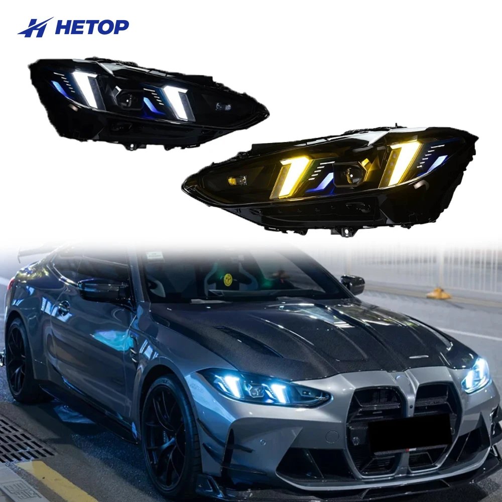 

HETOP G22 2020-2023 4 Series Yellow and White Dual Color Version Upgrade Fang Shaped LED DRL Head Lamp Snake for BMW Headlights