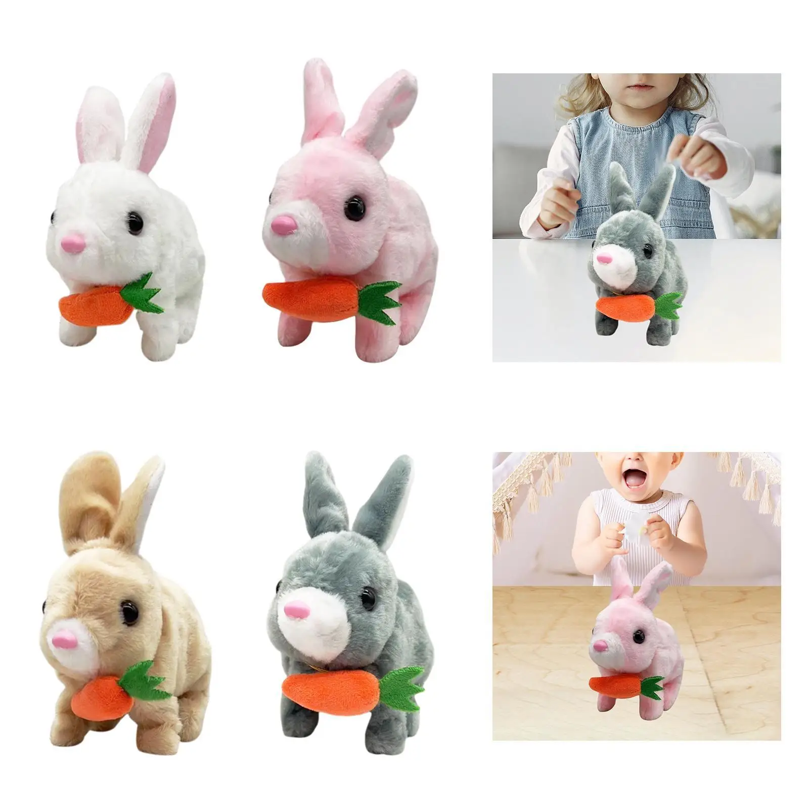 Conejito eléctrico de peluche, regalos de Pascua, bonito recuerdo de fiesta, conejo de peluche interactivo para caminar para niños, niñas, niños pequeños