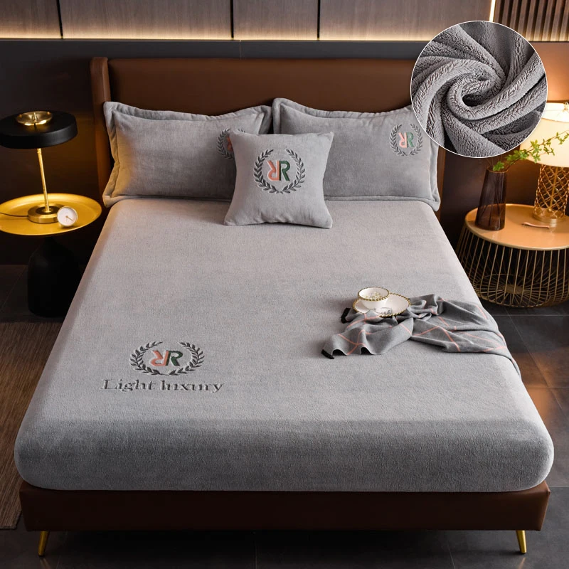 Billiger Verdicken Samt Bett Abdeckung Elastische Bettwäsche Set Matratze Abdeckung Weiche Königin König Einfarbig 90/150/x200 Für Wohnkultur – Detail 15