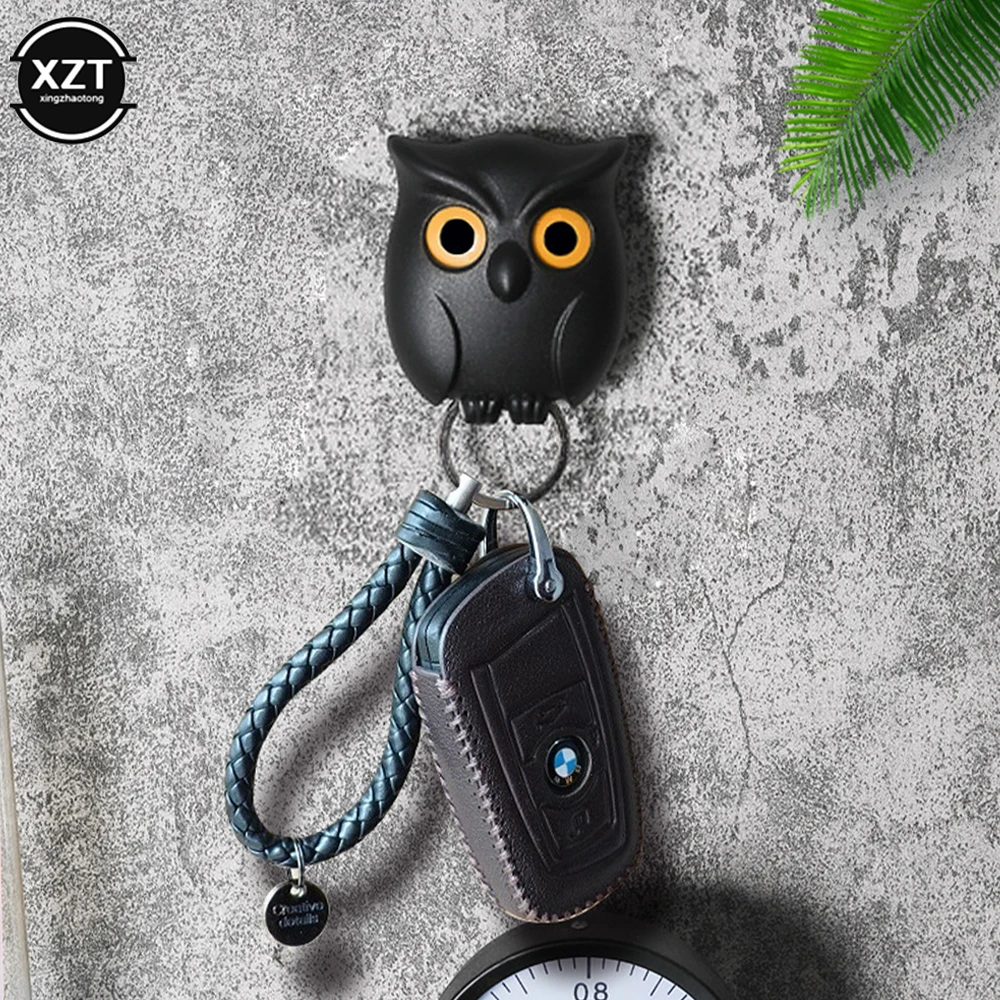 Coruja Forma Wall Hanging Hook, Key Holder, Magnetic Key Hanger, Will Open Eyes, Decoração de casa