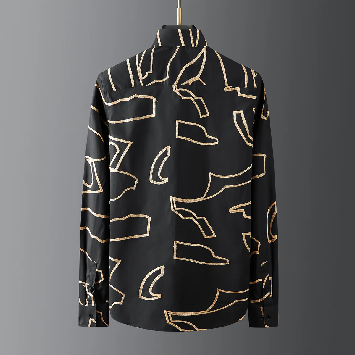 Brand Geometric Embroidery Long Sleeved Shirt Men Slim Fit Cotton Shirts High Quality Casual Business Dress Shirts Men Clothing
