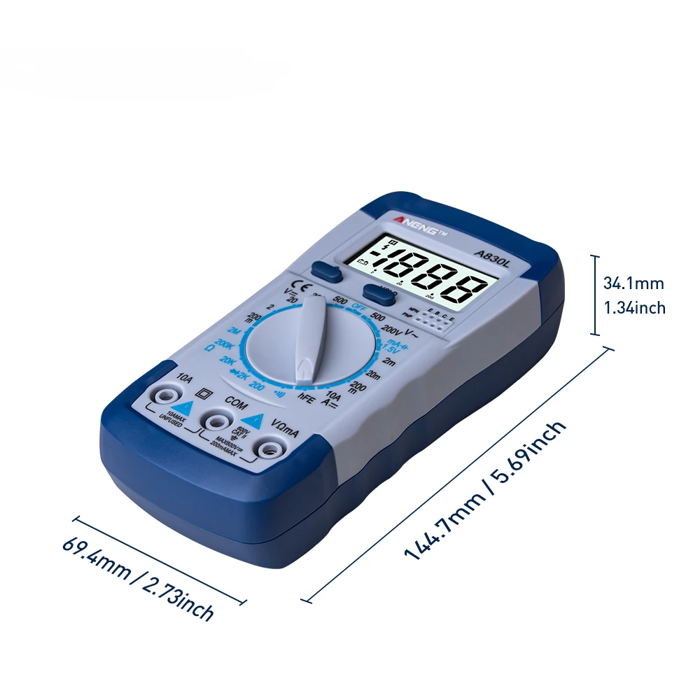 AC DC A830L LCD Digital Multimeter DC Voltage Diode Freguency Multitester Current Tester Luminous Display with Buzzer Function