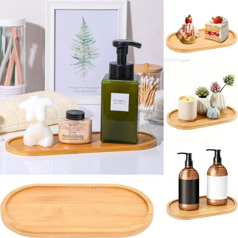 Multi Container Storage Trays Shower Shampoo Body Wash Cosmetics Dispenser Holder Bamboo Wood Tray Bathroom Kitchen Pot Holder