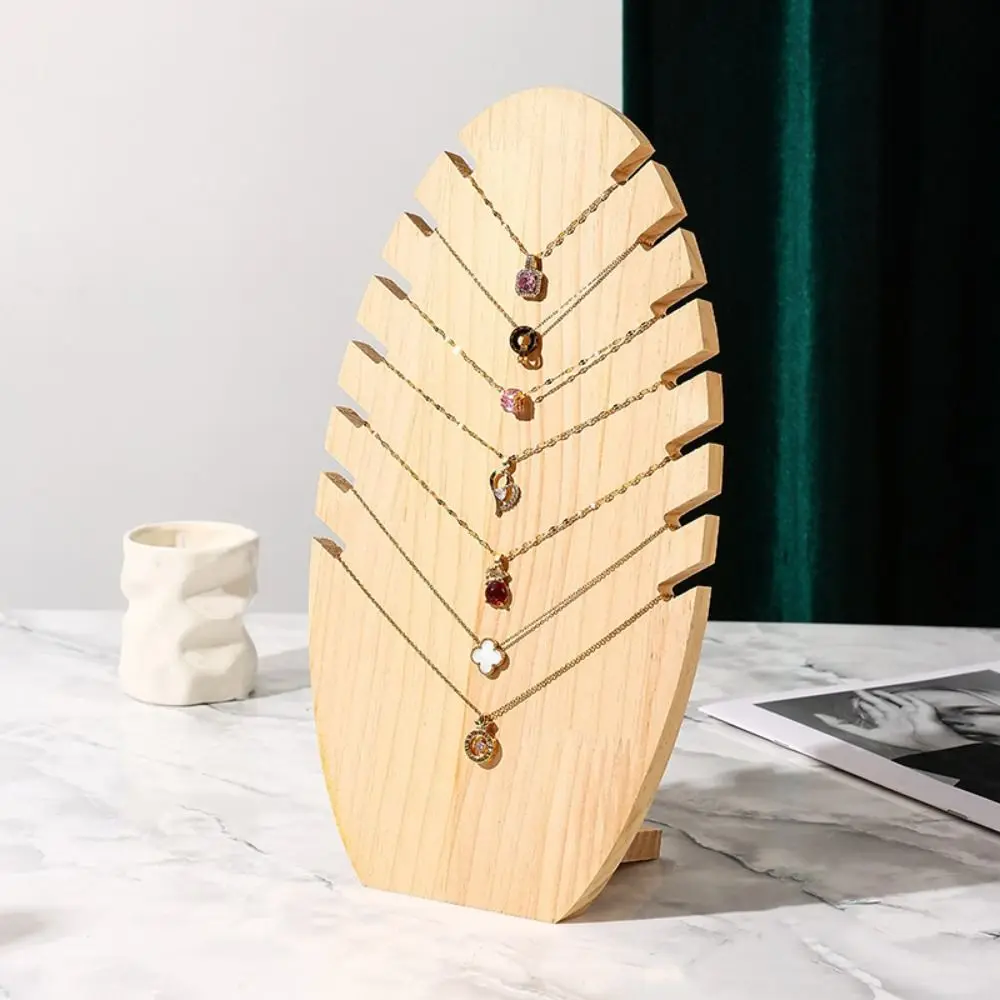 Wood Necklace Display Board Hanging Rack Flame Shape Pendant Organizer Shelf Multiple Storage Holder Jewelry Display Stand