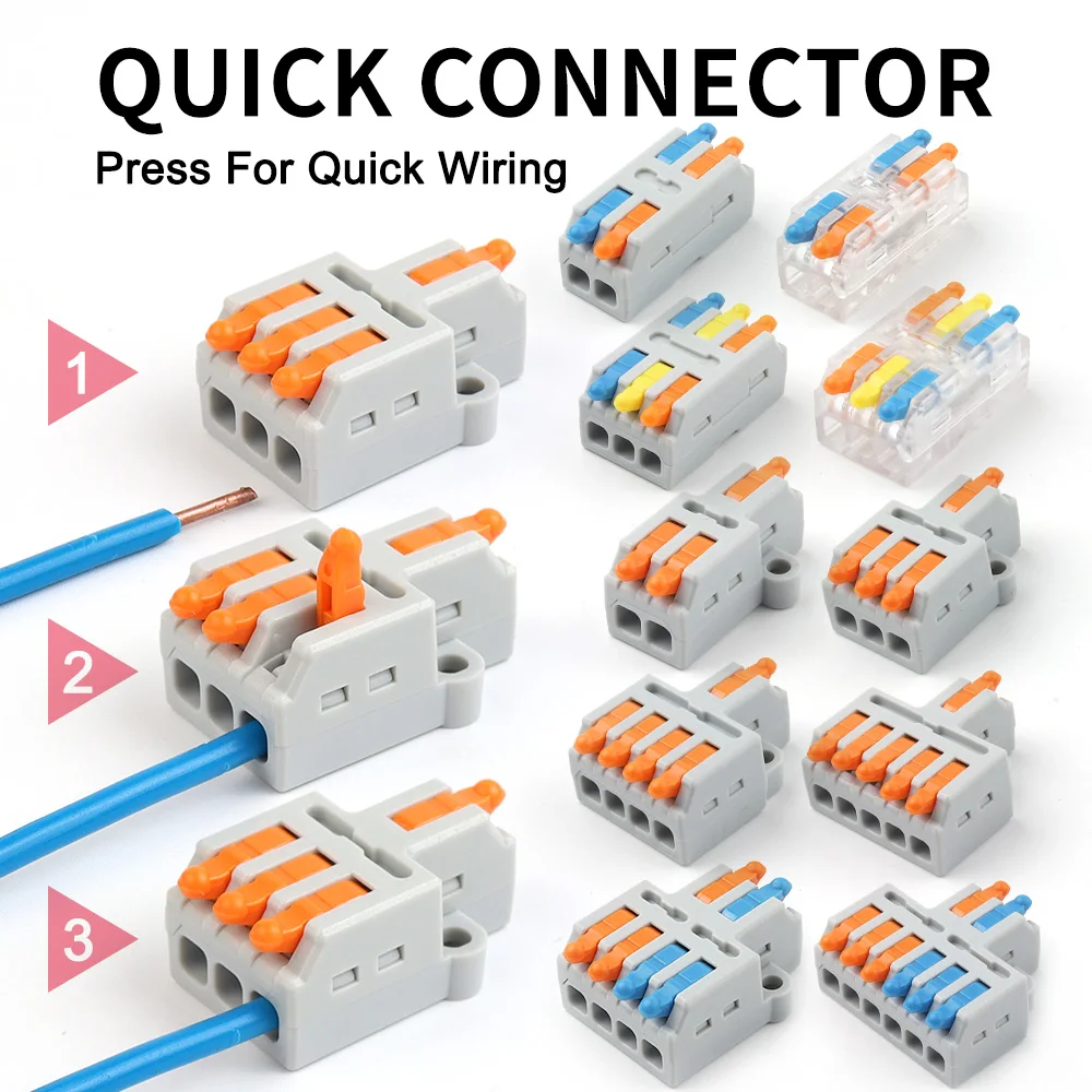 5PCS Fast Universal Lever Wire Connector Push-in Terminal Block Docking Electrical Connection Multi-spec Compact Splitter 250V