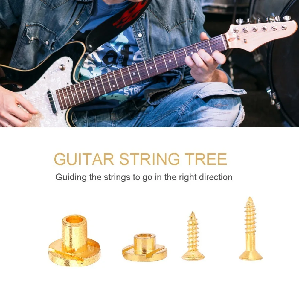 2Sets With Screw String Tree Retainer Silver Black Golden Metal Guitar Accessory Part Electric Guitar String Tree