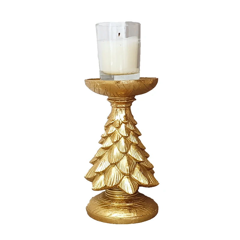 Candle Holder Sculptures Christmas Candlestick For Table Resin Statues For Decoration Living Room Desk Home Decor Christmas Tree