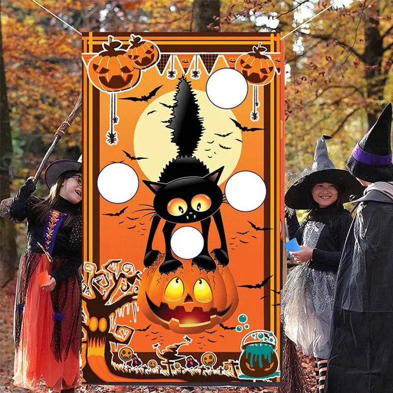 Halloween Toss Game Banner 3 Bean Bags Halloween Ghost Throwing Game Banner Kids Children Family Party Halloween Night Theme