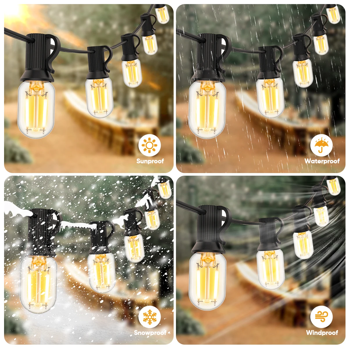 Waterproof T22 Outdoor Lights Garland 220V 110V Led Light E12 Connectable Warm White Wedding Yard Party Light Camping Decoration