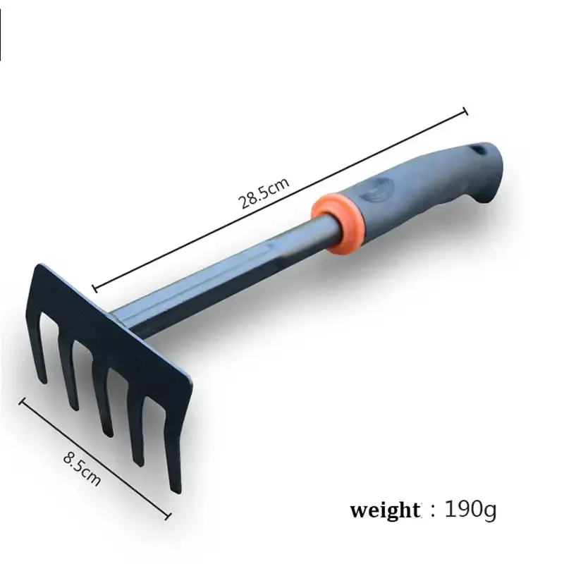 حديقة أداة مجرفة مقبض مطاطي أسود خمسة الأسنان أشعل النار البستنة أربع قطع مجموعة زهرة مجرفة ثنائي الغرض مجرفة أدوات البستنة