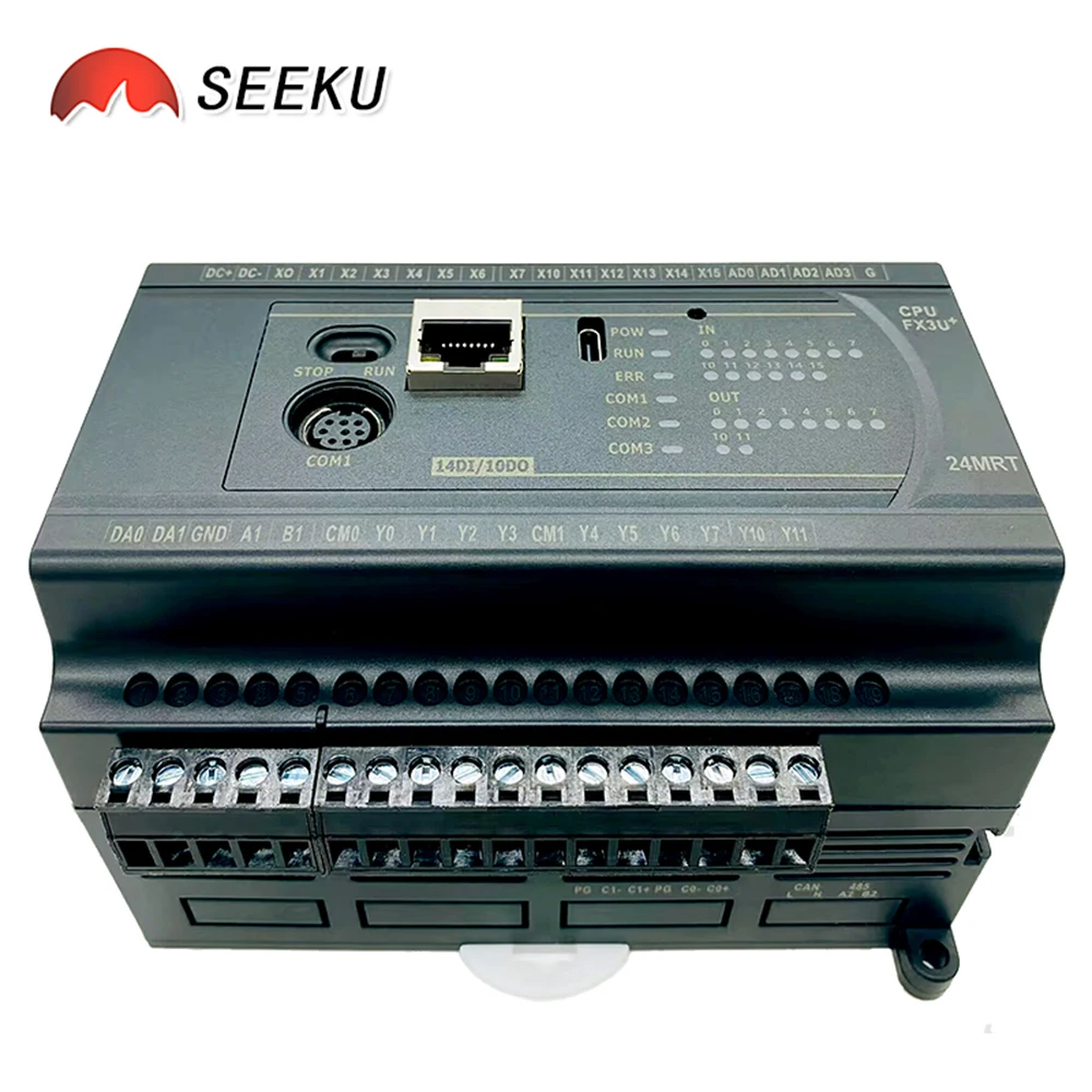 AD 4CH 0-10V 2CH K-Type/ PT100 4CH NTC Ethernet RS485 MODBUS PLC FX3U 24/32 MR MT MRT  RTC Industrial Controller - view 4