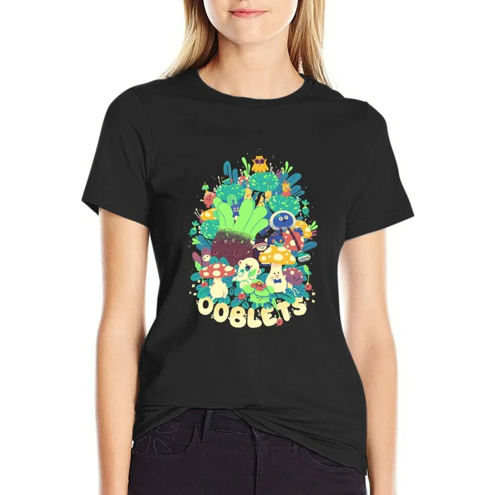 Ooblets Klasyczna koszulka hipisowska koszulka z nadrukiem zwierzęcym dla dziewczynek estetyczne ubrania bawełniane t-shirty damskie