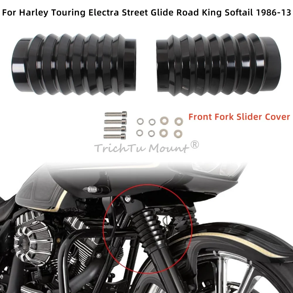 Motorcycle Front Boots Slider Guard Shock Fork Slider Cover Protector For Harley Touring Electra Street Glide Road King 1986-13