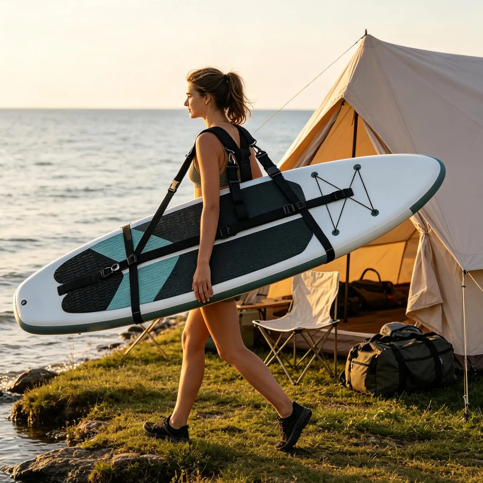 Paddle Board Carry Strap Kayak Hands-Free Shoulder Sling Belt Surfing Board Extended Shoulder Strap For Vacation Outdoor Beach
