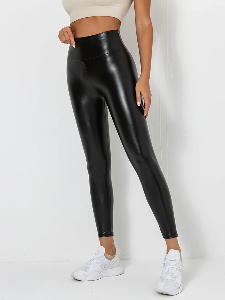 Dach gitter pu Leder Leggings Frauen sexy Hüften Push-up Leggings Mädchen xxxl Hosen Bleistift Hosen hohe Taille lässige Leggings neu