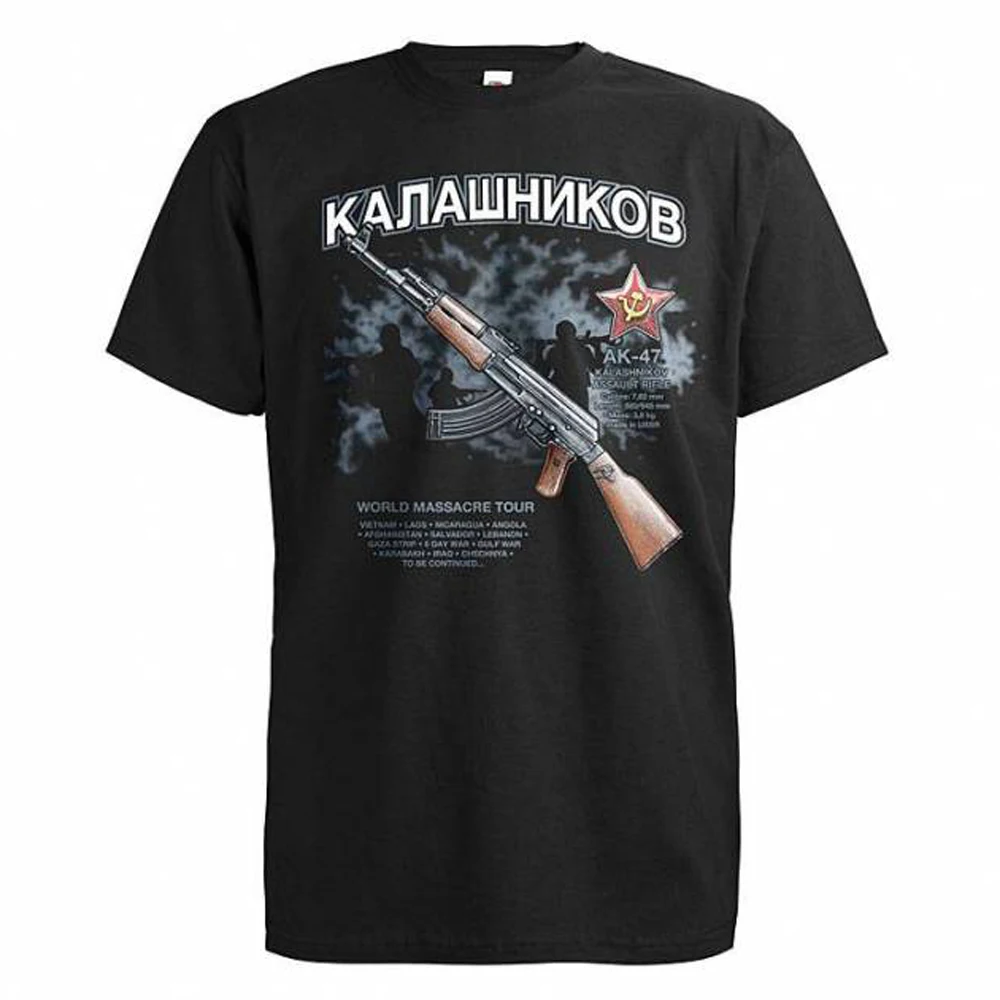 Retro Soviet Kalashnikov AK-47 Assault Rifle T-Shirt 100% Cotton O-Neck Summer Short Sleeve Casual Mens T-shirt Size S-3XL