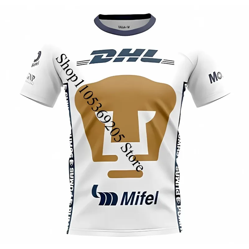 Camiseta de Fútbol UNAM DHL 2026, Impresa en 3D, Transpirable, de Secado Rápido, para Hombres y Mujeres, para Entrenamiento Deportivo y Colección de Aficionados