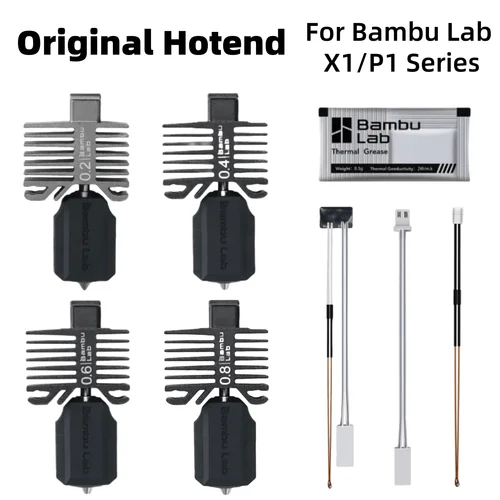 Bambu Original X1/P1 serie Hotend Kit boquilla de acero endurecido 0,2/0,4/0,6/0,8mm para Bambu lab X1C X1 P1P P1S piezas de impresora 3D