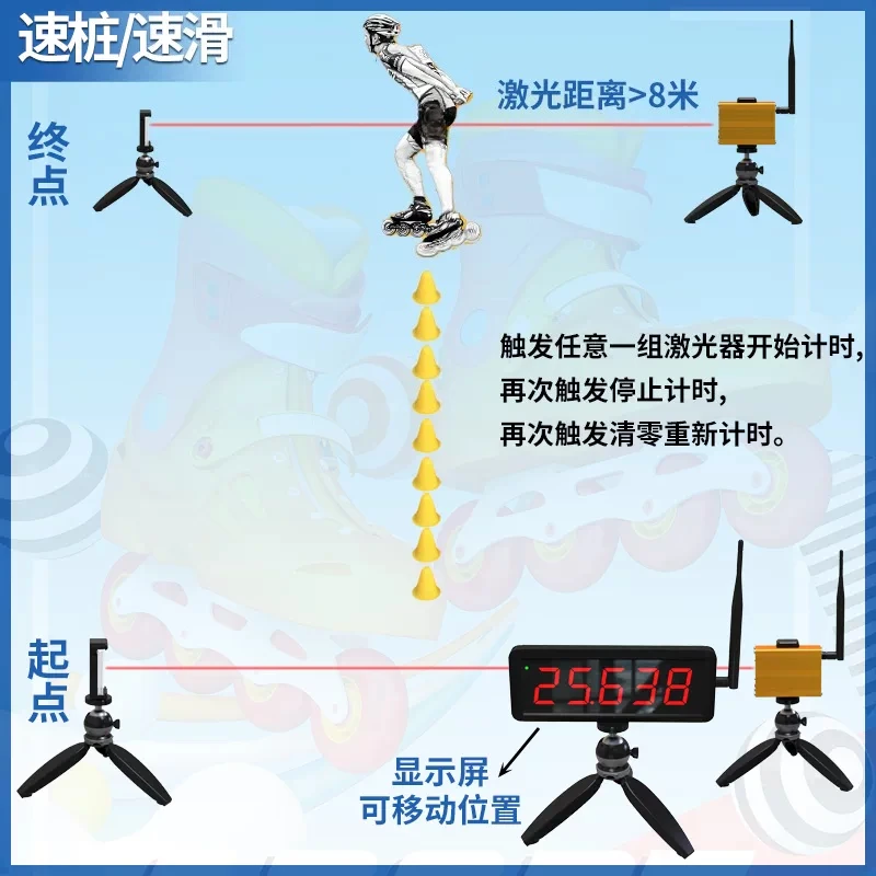 Racing Wireless Laser Timer Military Training Sprint Physical Fitness Test Sports Timing Remote Large Screen Synchronous Display