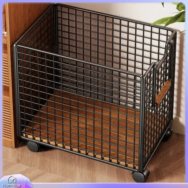 Removable Dirty Clothes Basket with Hand-Pulled Cart for Bedside Home Bathroom Laundry Storage