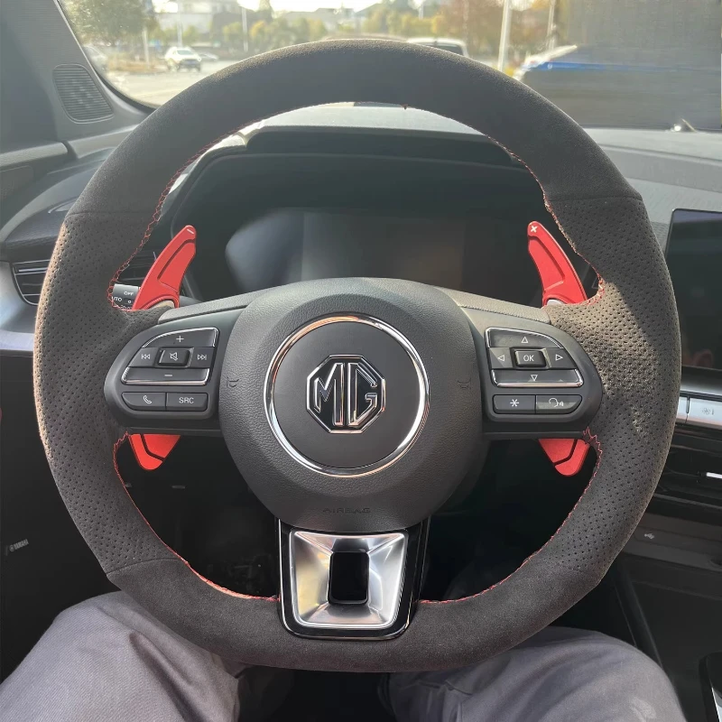 

For MG 5 6 RX5 RX8 ZS EV ZS HS GS 2017-2023 Hand-stitched Anti slip wear-resistant suede Car Steering Wheel Cover