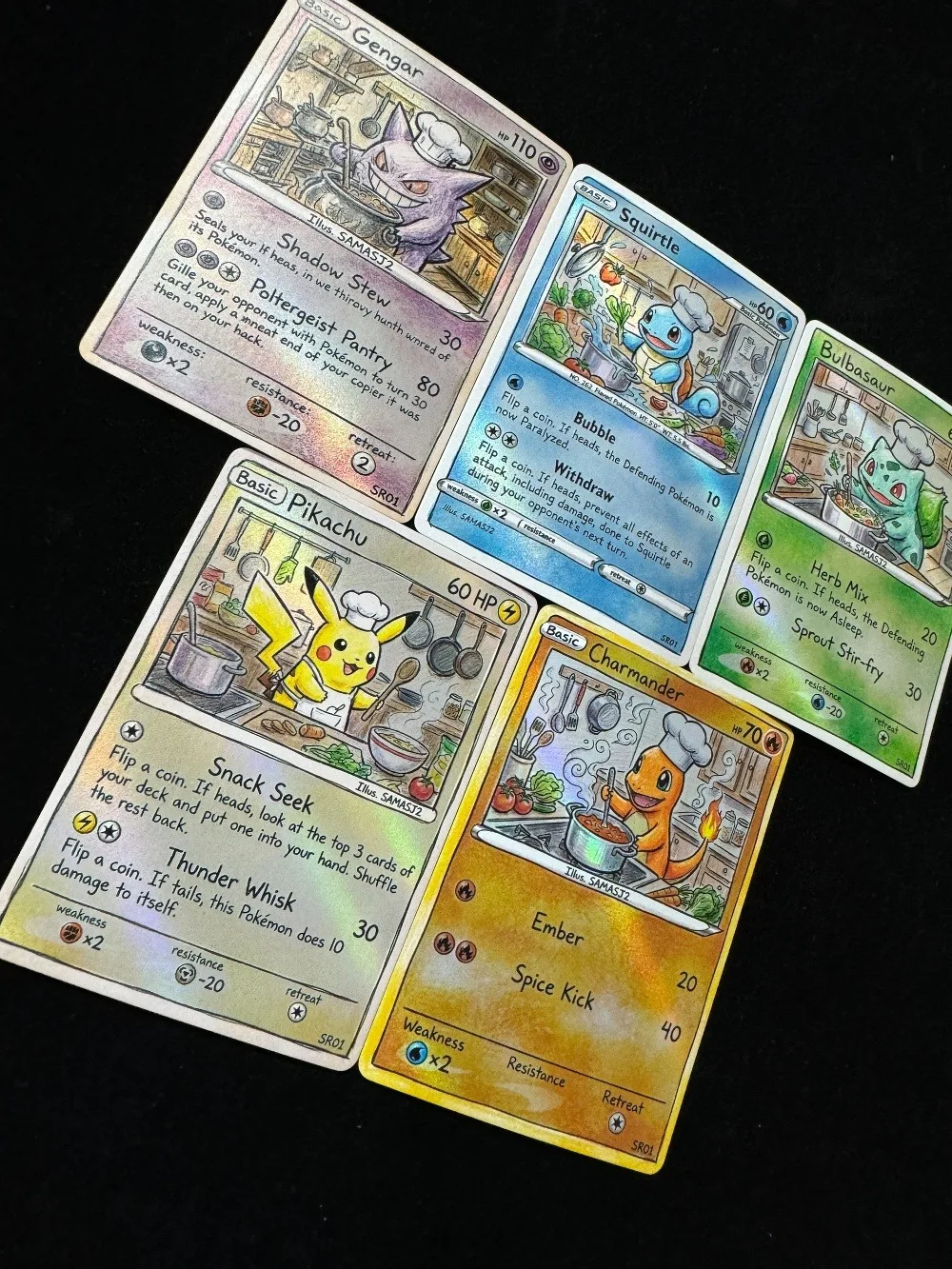 Pokemon PTCG Cards Colored Pencil Art Style Gengar Squirtle Bulbasaur Charmander Collection Cards Rare Holo Cards Pokemon Gift view 5