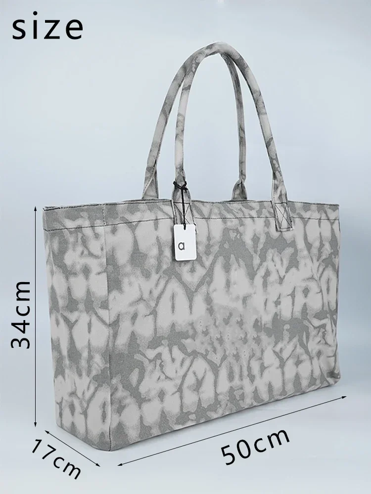 Sac à main en tissu de grande capacité pour femme, sac de yoga avec logo complet, camouflage coloré, grande taille, shopping quotidien