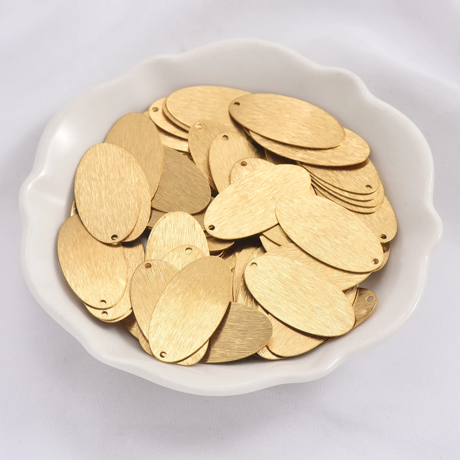 20pcs original brass brushed geometric single hole elliptical pieces for DIY fashion necklaces and earrings