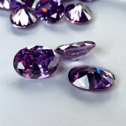 AAAAA Oval Shape Cubic Zirconia Stone 2X3mm~10X20mm Amethyst Color Brilliant Cut Loose CZ Synthetic Gems Beads For Jewelry DIY