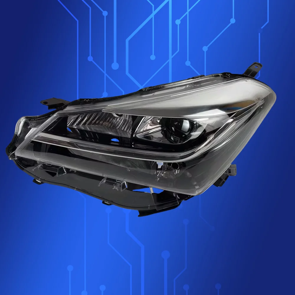 مناسبة لتويوتا فيتز KSP130 2014 موديل المصباح الأمامي المعدل زوج LED الأسود #6