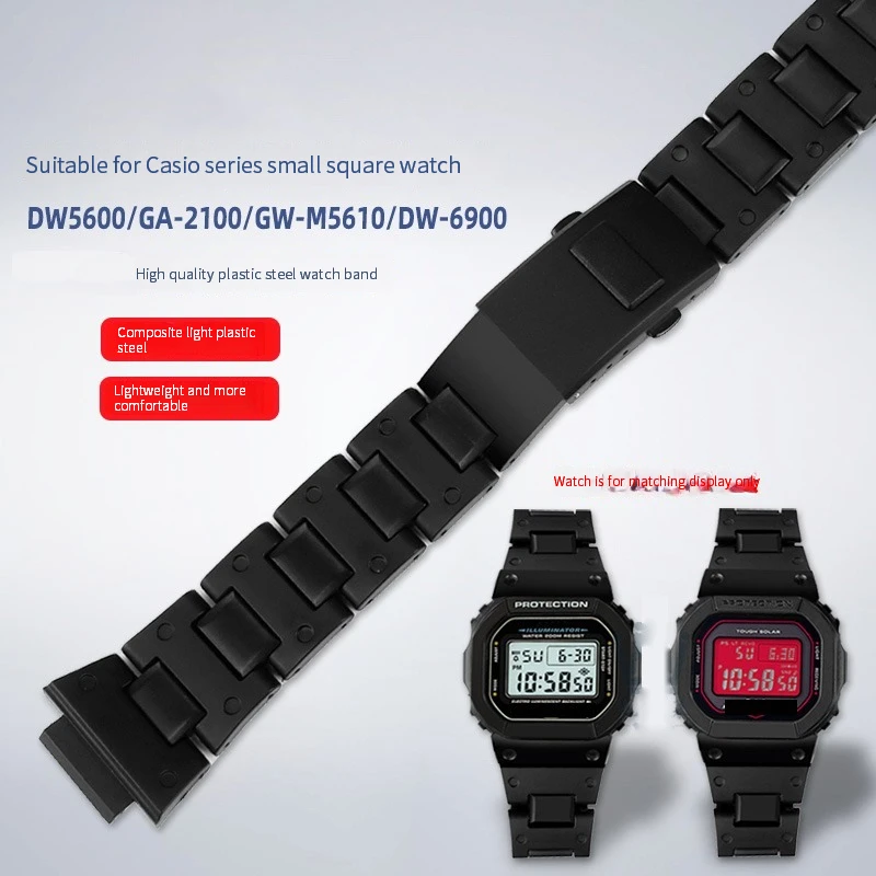 for Casio G-SHOCK DW5600/5610/GW-B5600 GA-2100 Series Black Plastic Strap Men Bracelet Band Watch Accessories