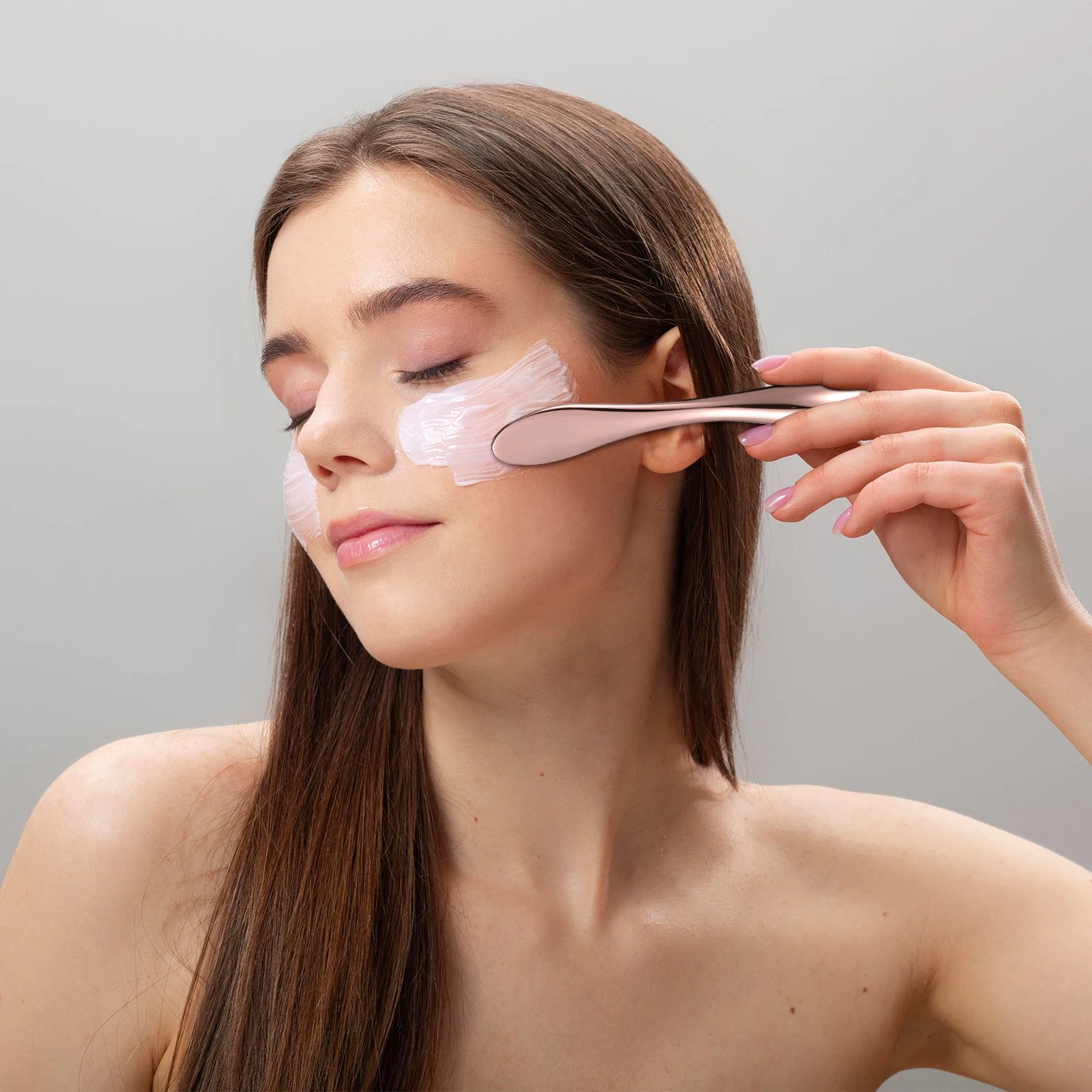 

6 Pcs Eye Cream Applicator Spoon 10cm Rose Gold Metal Massager Face Roller Facial Tool for Eyes Easy Cleaning Portable